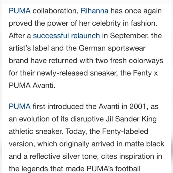 NWT Women's Fenty x Puma Avanti Sneakers - Picture 11 of 12